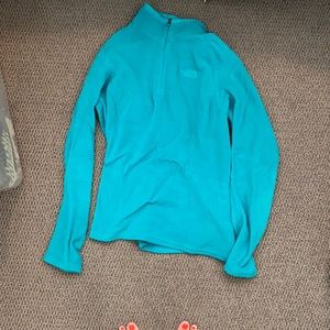 North face 1/4 zip teal fleece